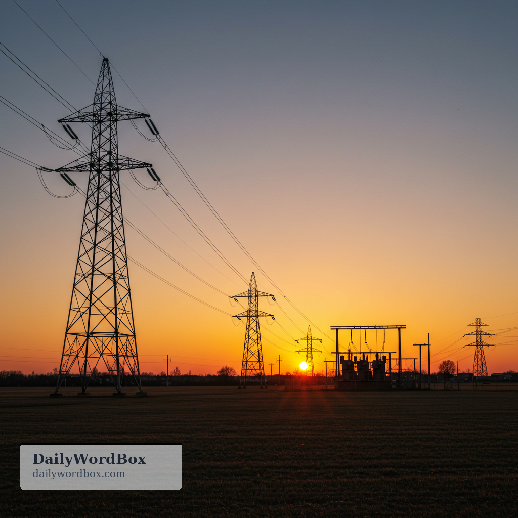 grid: a system of connected wires and equipment that supplies electricity across a region