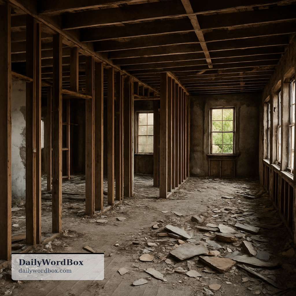 gutted: Having the inside removed or stripped out; emptied of contents (literal).