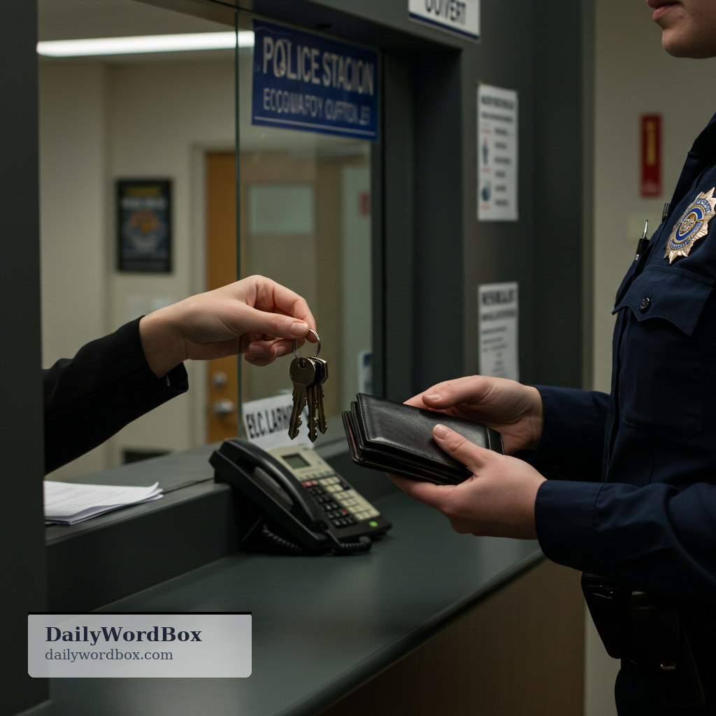 hand in: To give something to an authority or official place, especially something found or required to be returned.
