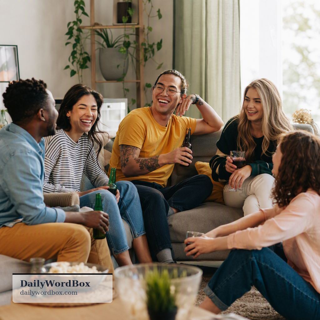 hang out with friends: To spend time relaxing or socializing informally with friends, often without a specific plan or agend…