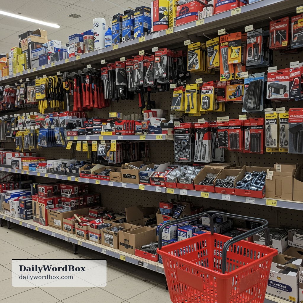 hardware: tools and practical metal items used for building or fixing things, especially those sold in a hardware store