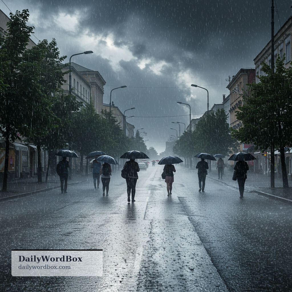 heavy rain: a large amount of rain falling strongly over a period of time