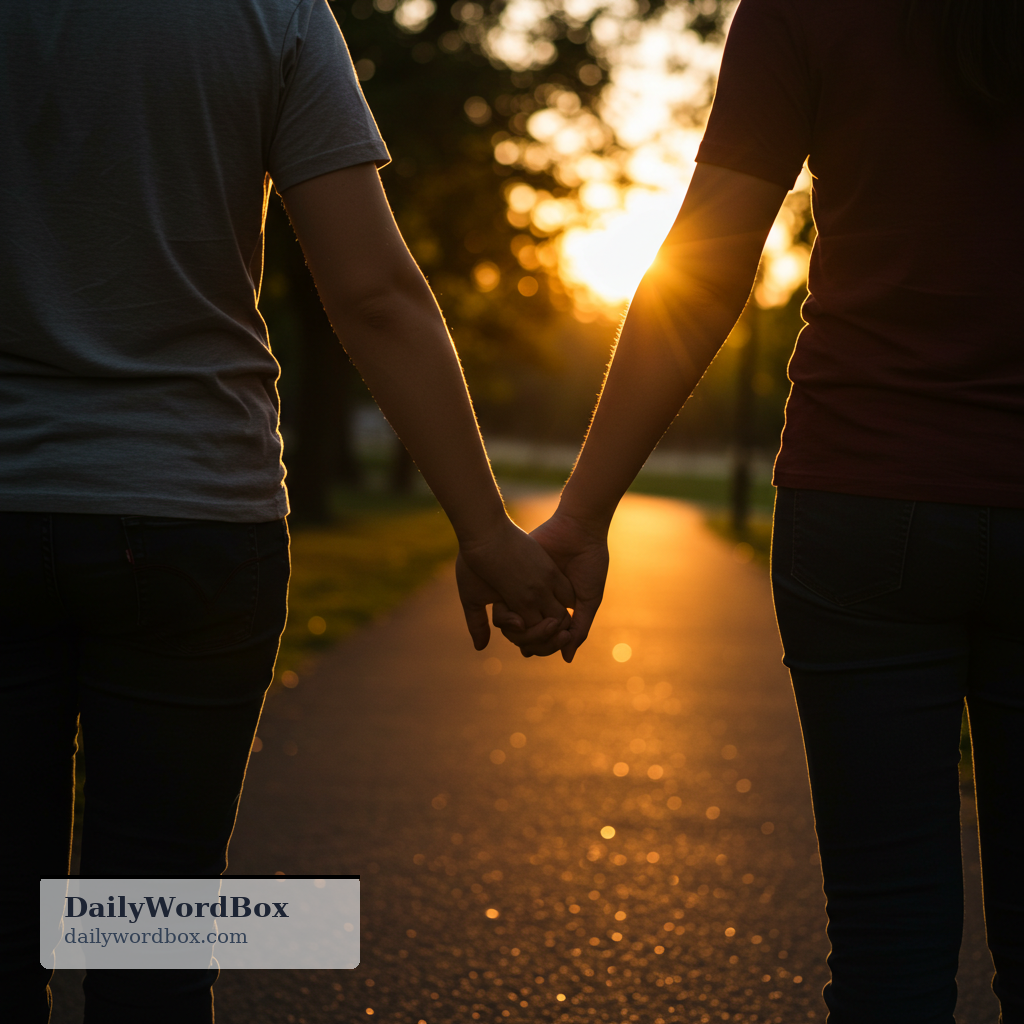 hold hands: to hold another person's hand, often to show affection, comfort, or closeness