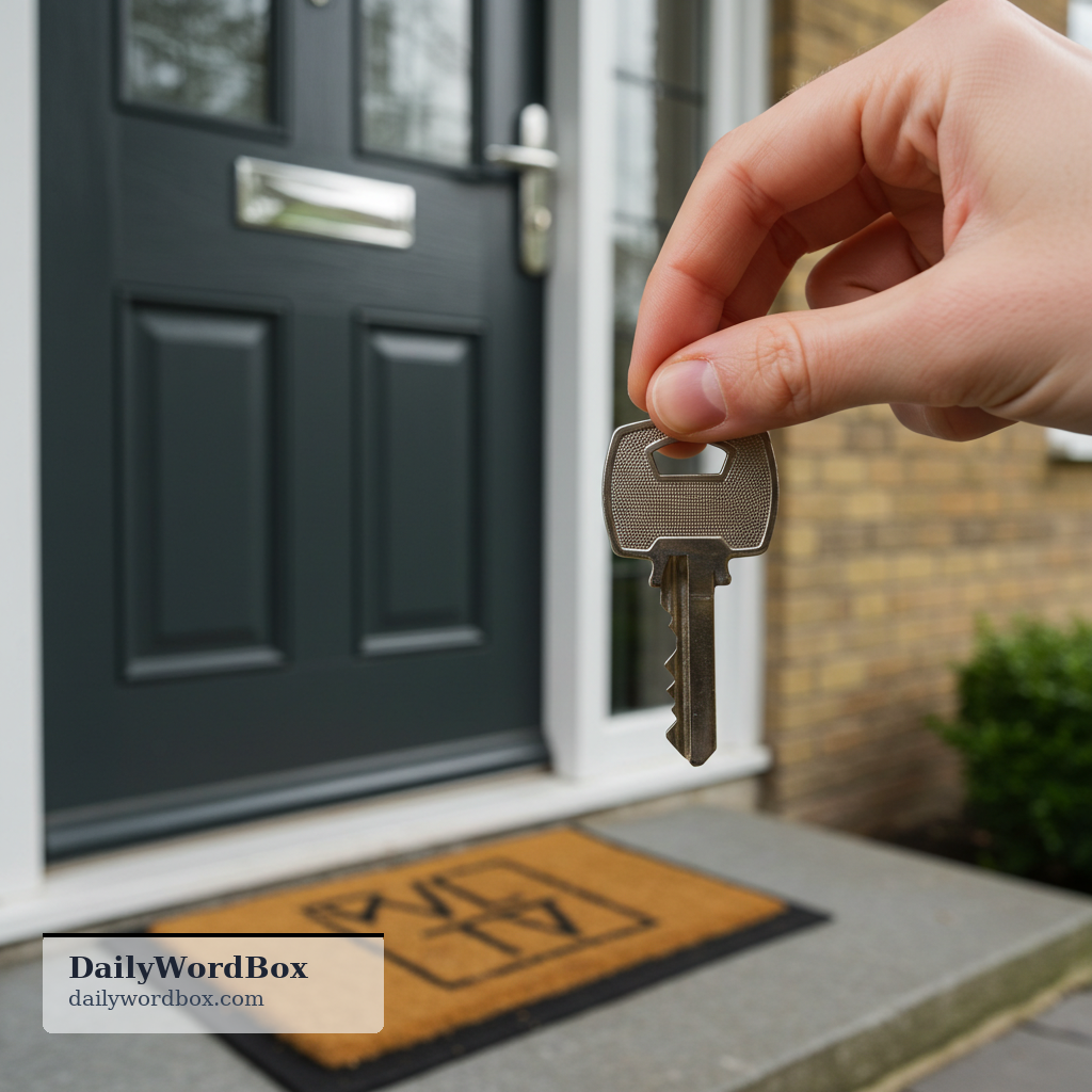 house key: the key used to open the main door of a house