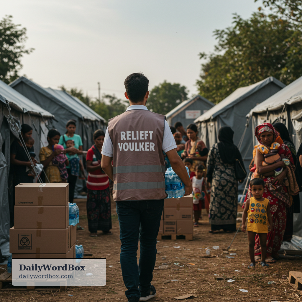 humanitarian: a person who works to help people in need, especially during emergencies or conflict