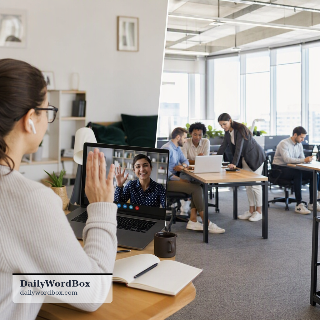hybrid work: A flexible working model where employees split their time between working from home and working from a central…