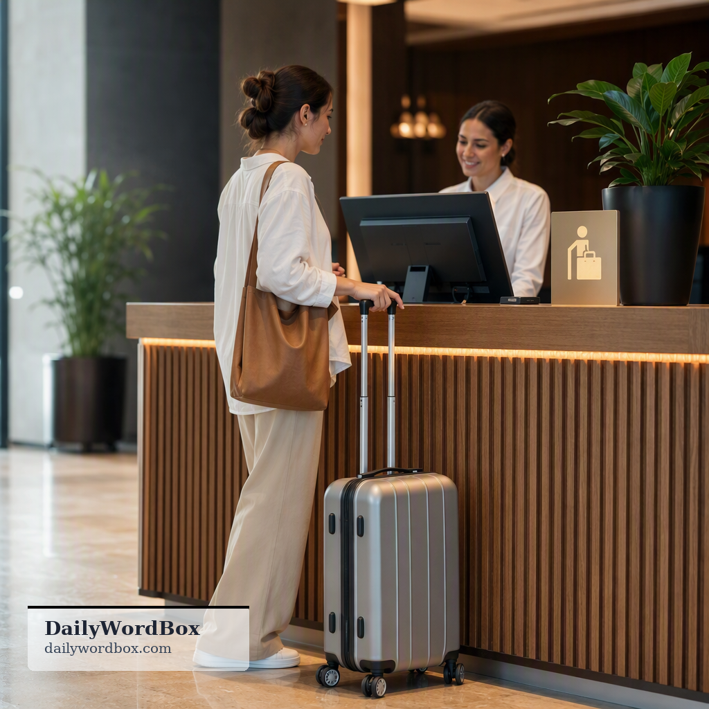 I'd like to check in.: To register one's arrival at a place like a hotel, airport, or event; or to make contact with someone…