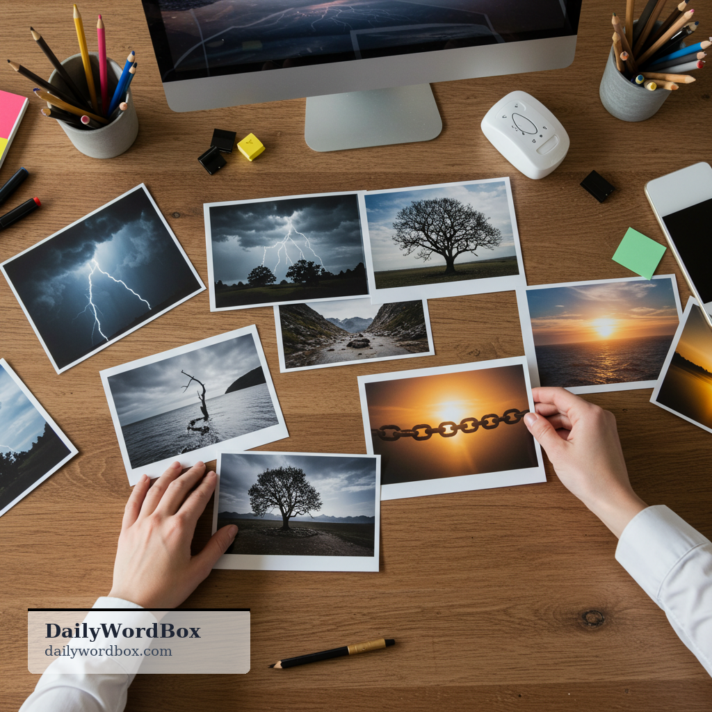 imagery: a set of visual images used to represent an idea, mood, or message, especially in art or media