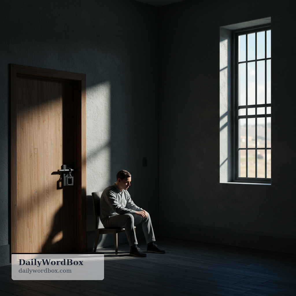 imprison: to confine someone so they cannot leave or act freely, even without a literal prison
