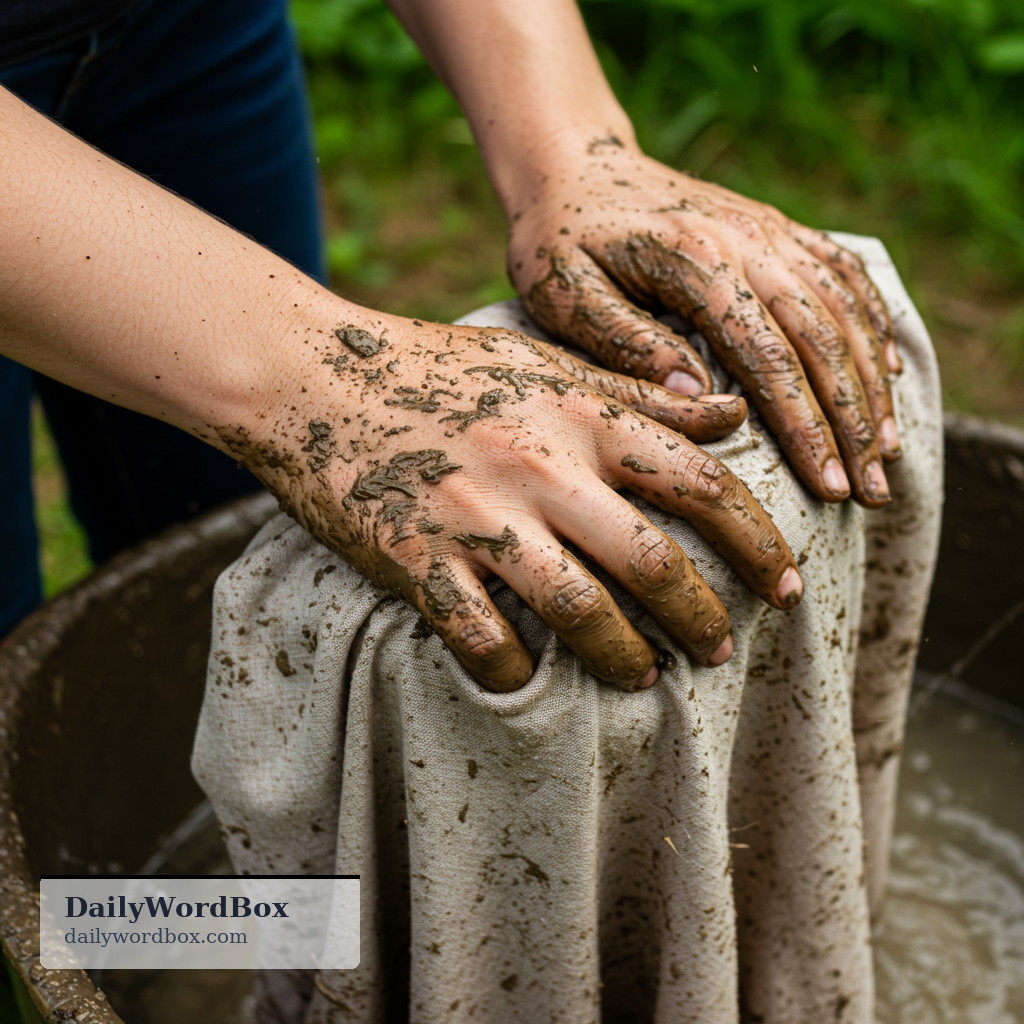 ingrain: To cause a stain, color, or dirt to become worked deep into a material so it is hard to remove.
