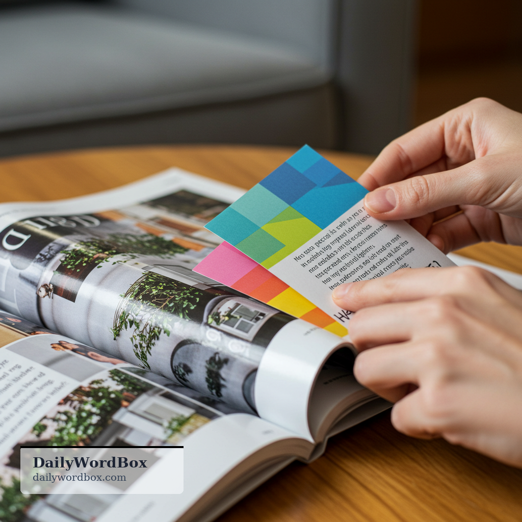 insertion: an extra piece included inside a product or publication, such as a leaflet or flyer