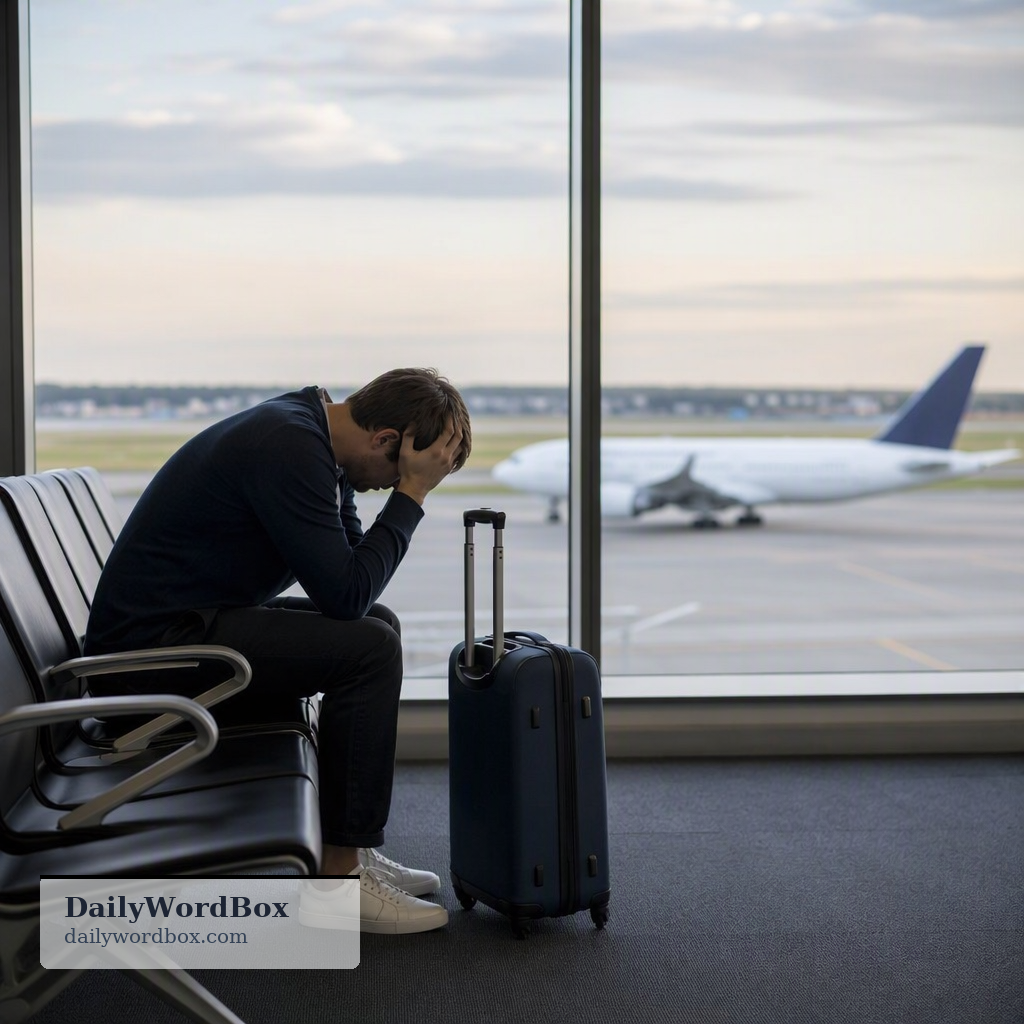 I've missed my flight.: To arrive too late at the airport or gate to board a scheduled airplane.