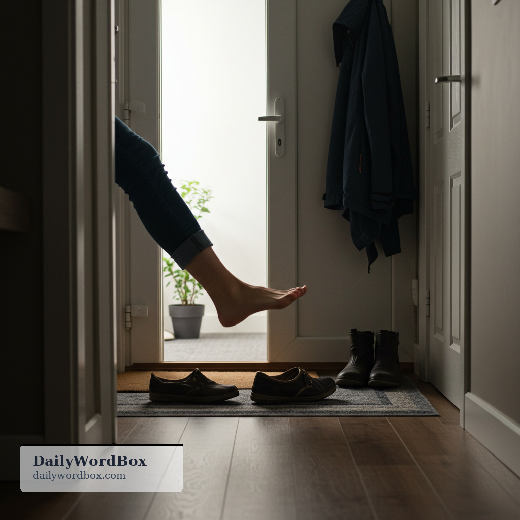 kick off: To remove something by kicking it, especially shoes or clothing.