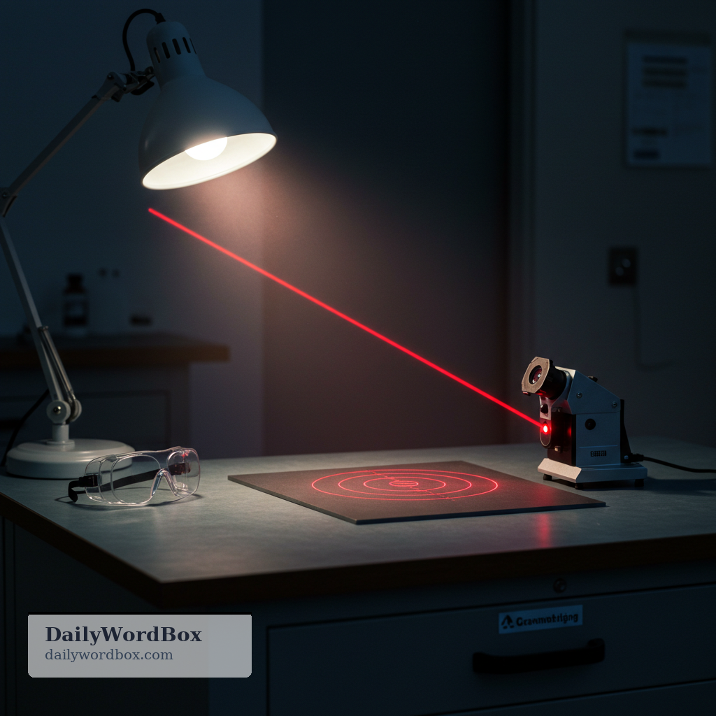 laser: a device that produces a narrow, intense beam of light used for cutting, measuring, scanning, or pointing