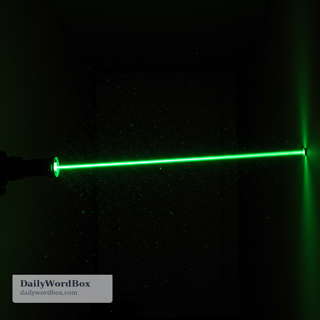 laser: a narrow, intense beam of light produced by such a device