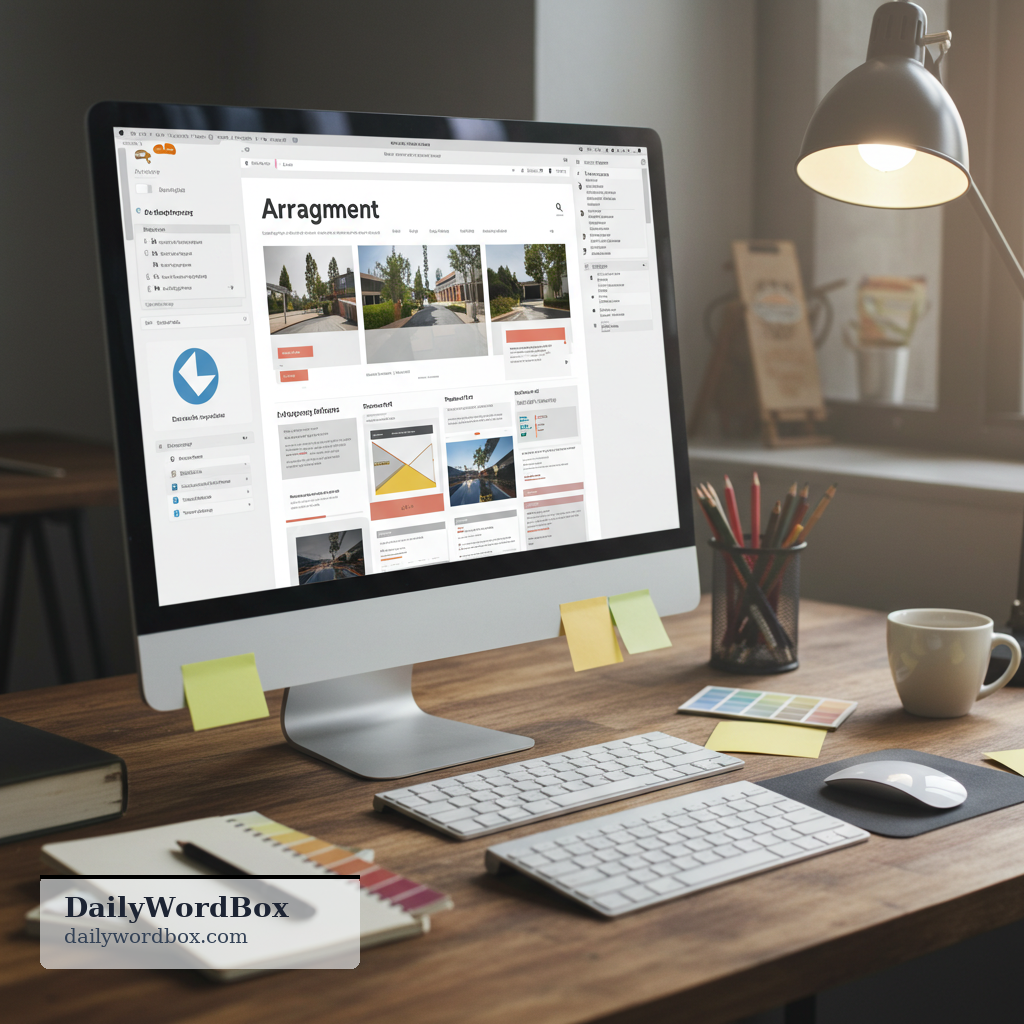 layout: the arrangement of text, images, and other elements on a page or screen