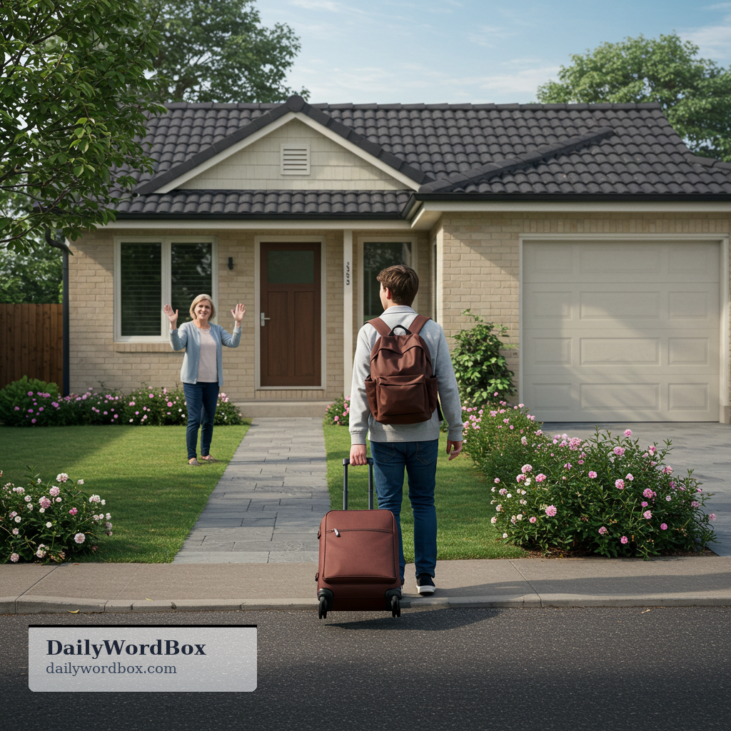leave home: to move out of the family home or depart from one’s home to live elsewhere