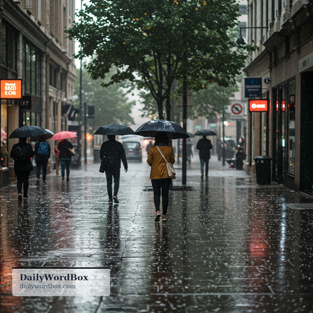 light rain: a small amount of rain; not heavy or intense