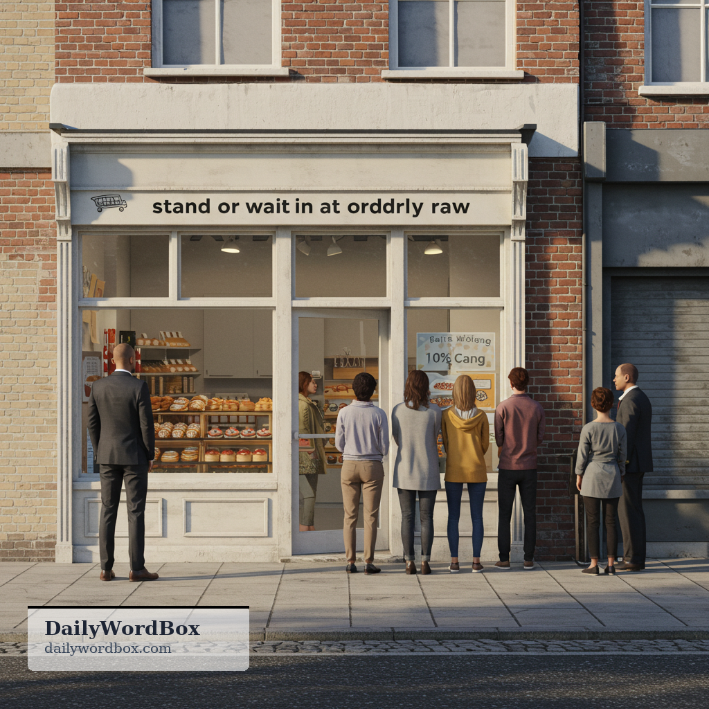 line up: to stand or wait in an orderly row