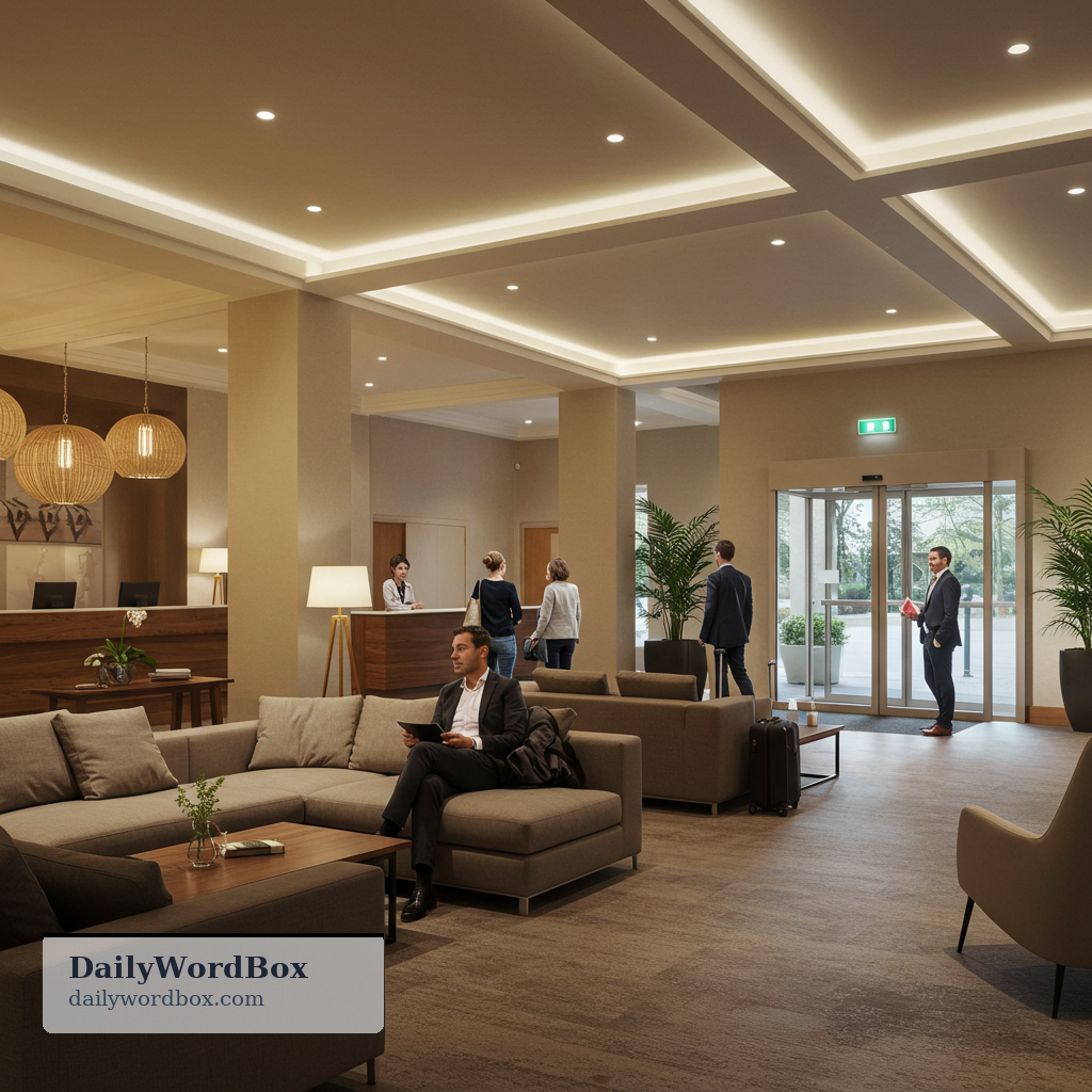 lobby: the entrance hall or waiting area of a public building