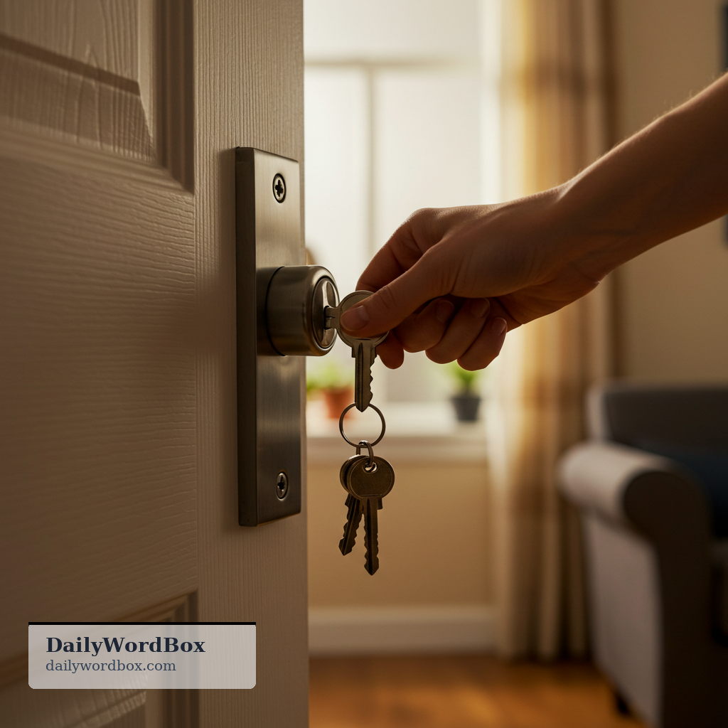 lock the door: to secure a door with a lock so people cannot open it from the outside