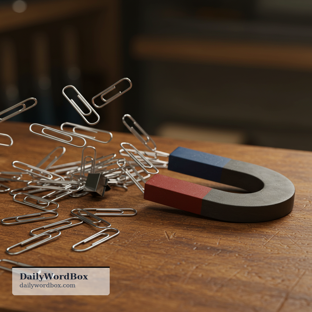 magnetic: Able to attract iron or steel; having the properties of a magnet.