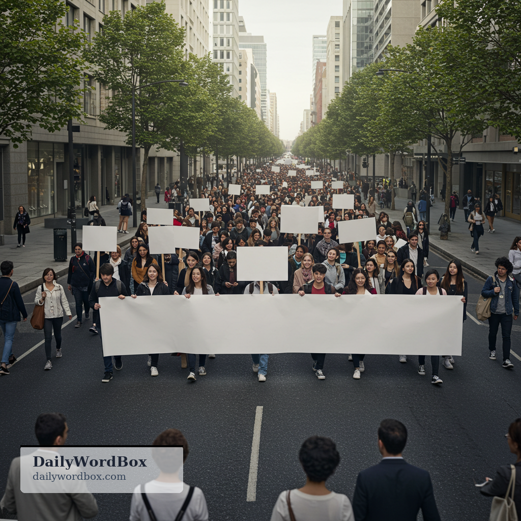 march: an organized public walk by a group, often to protest or show support
