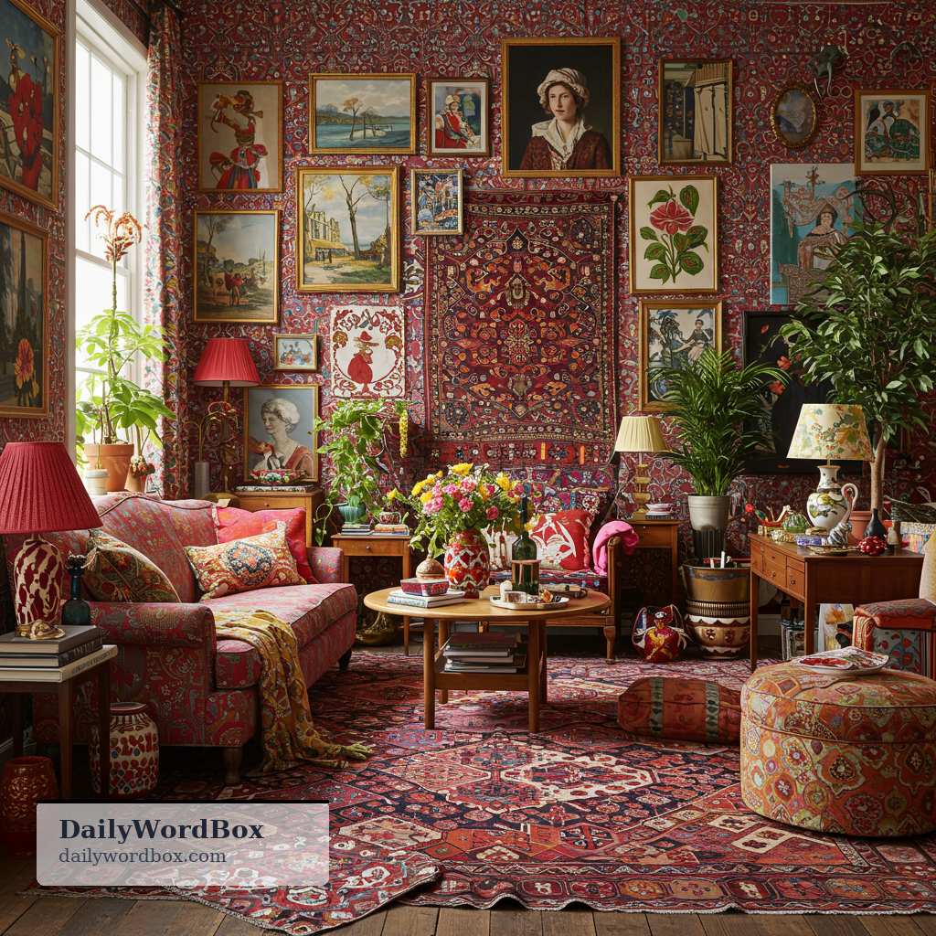 maximalism: a style in art, design, or fashion that uses many elements, strong colors, and rich decoration rather than simpl…