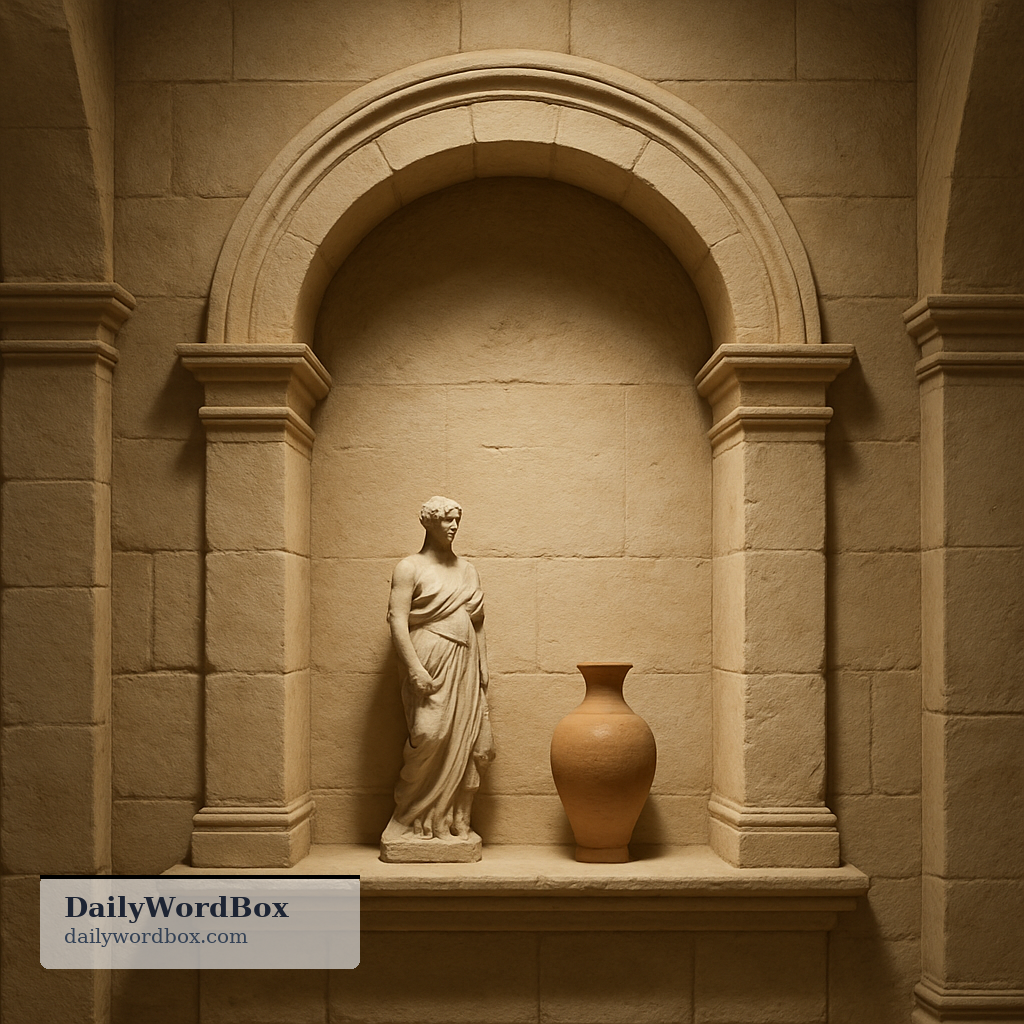 niche: a shallow recess in a wall, often used to hold a statue or decorative object