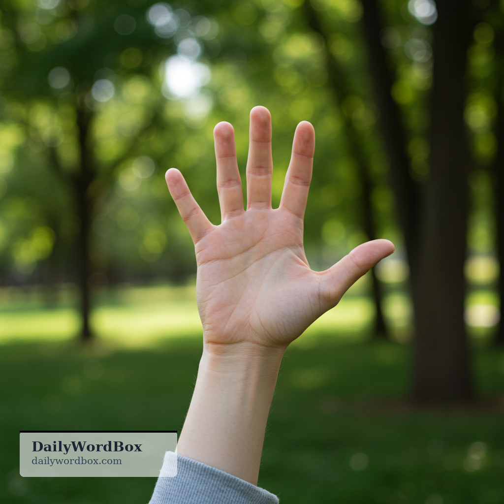 open palm: A hand gesture where the palm is exposed, typically indicating honesty, surrender, a willingness to receive, or a…