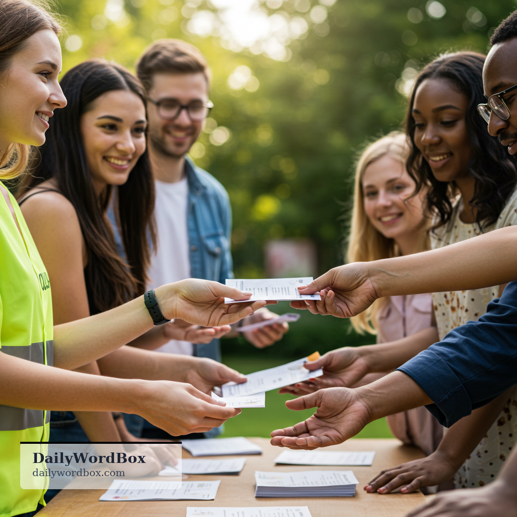pass out: to give or hand out something to a group of people