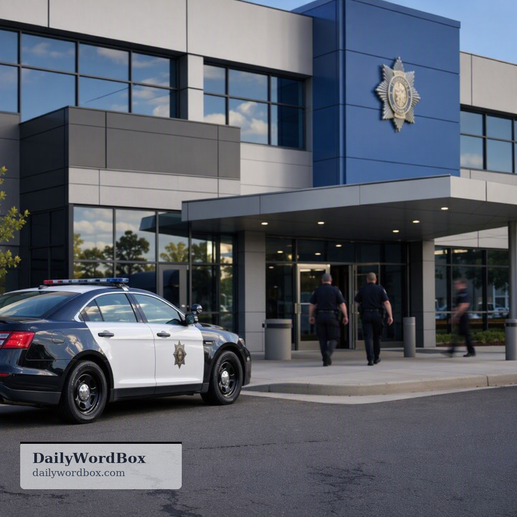 police station: A building where police officers work, and where people can report crimes or seek assistance from the police.
