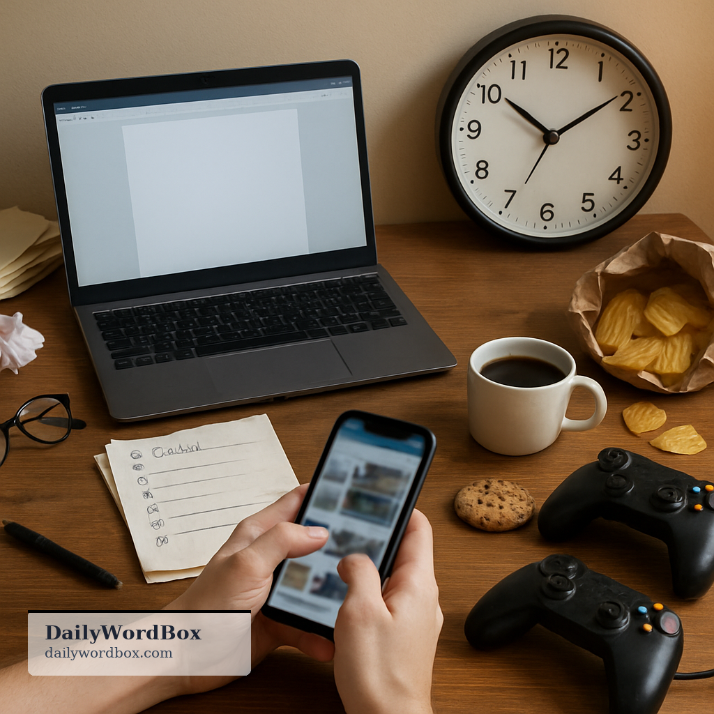procrastination: the act or habit of delaying something that should be done