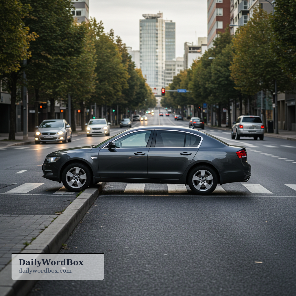 pull out: To move a vehicle out from the side of the road into traffic.
