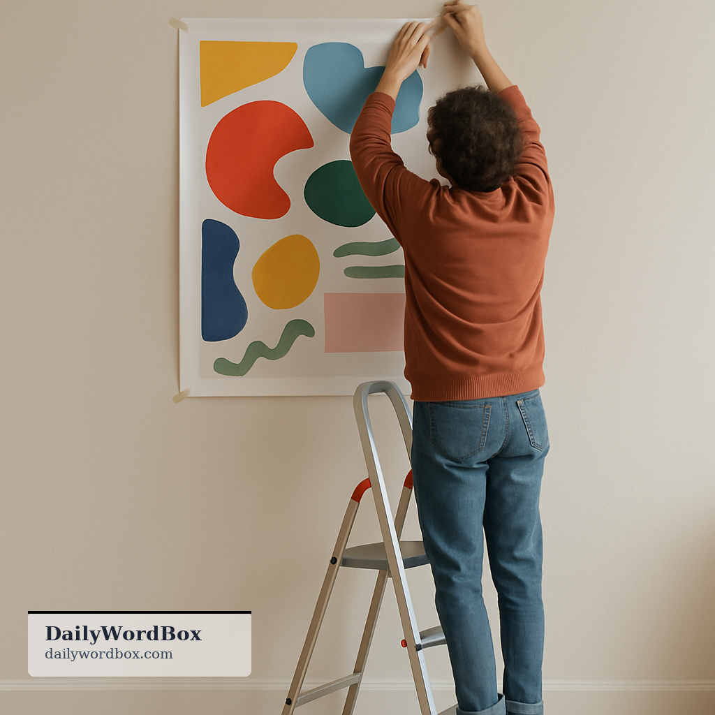 put up: to fasten, hang, or place something so it is displayed or in position