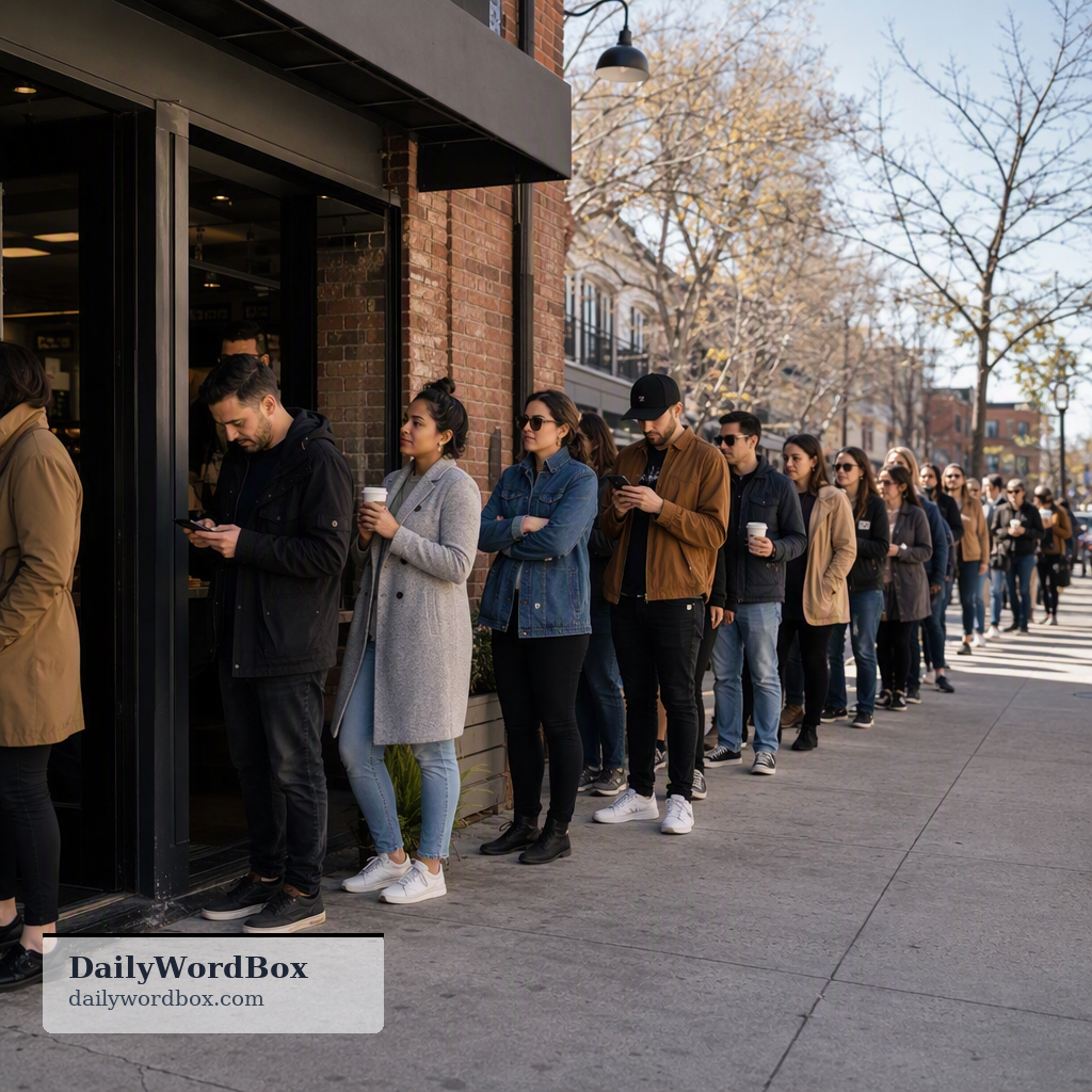 queue up: To form or stand in a line (a queue), typically while waiting for something.