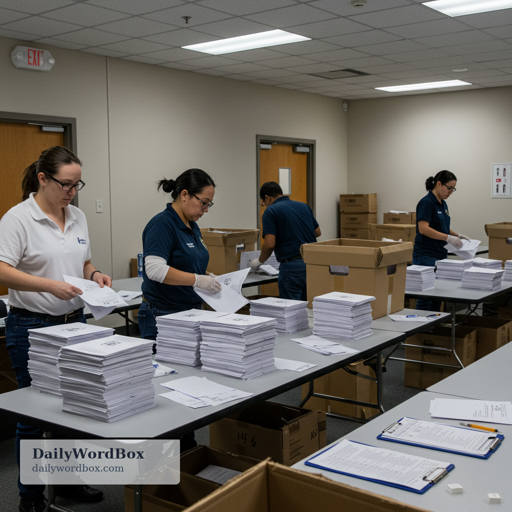 recount: To count votes or items again to check that the total is correct.