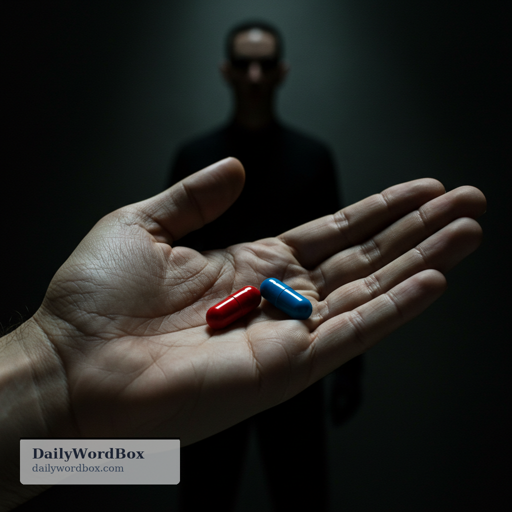 red pill: the red capsule in *The Matrix*, offered as a choice to learn the truth rather than stay in an illusion