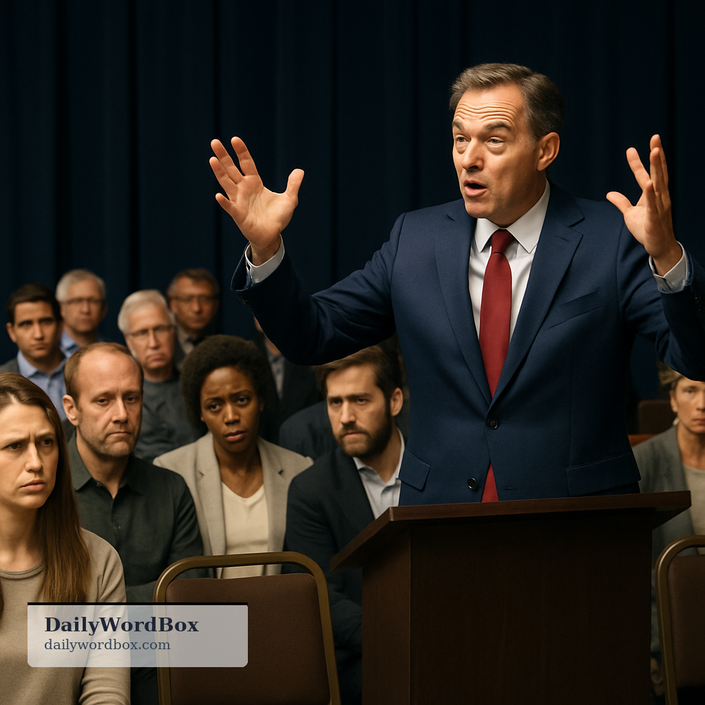 rhetoric: language that is intended to impress or persuade but may be exaggerated or empty