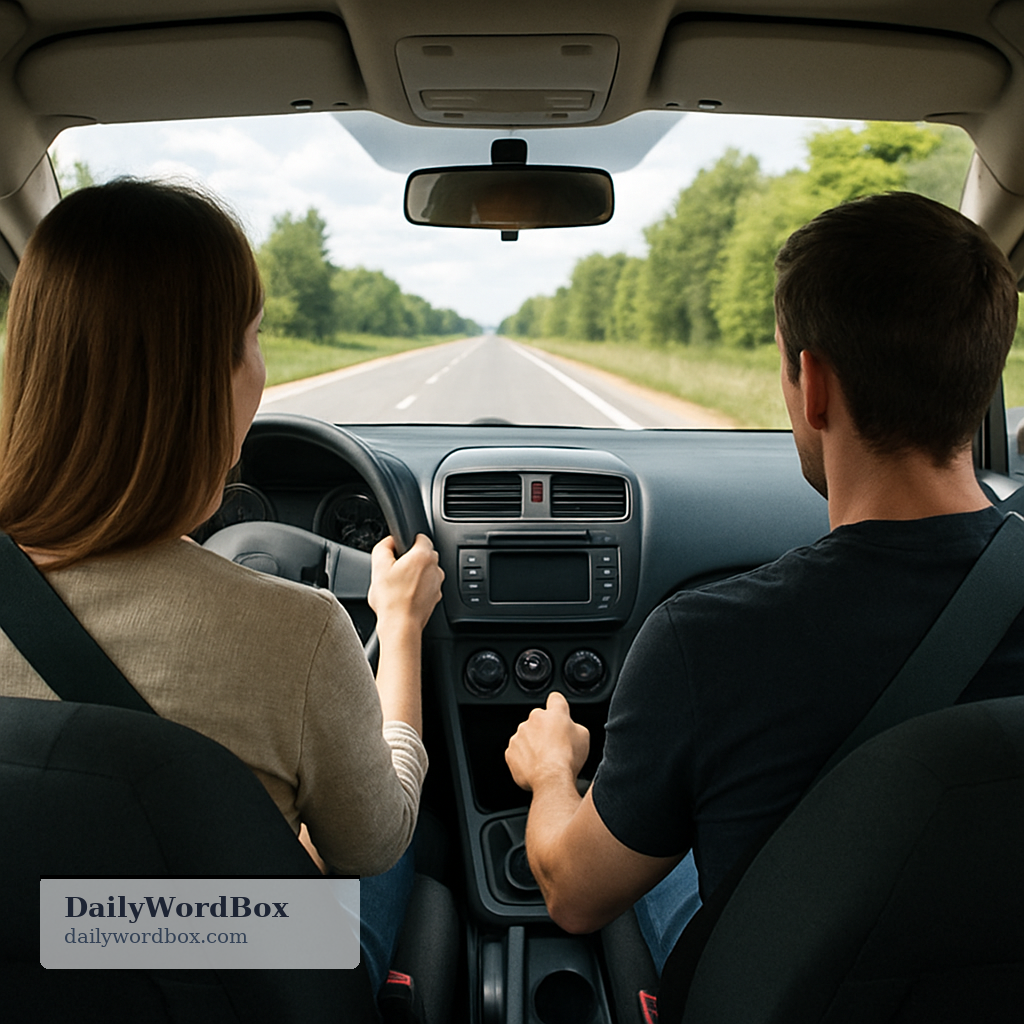 ride shotgun: To sit in the front passenger seat of a vehicle.