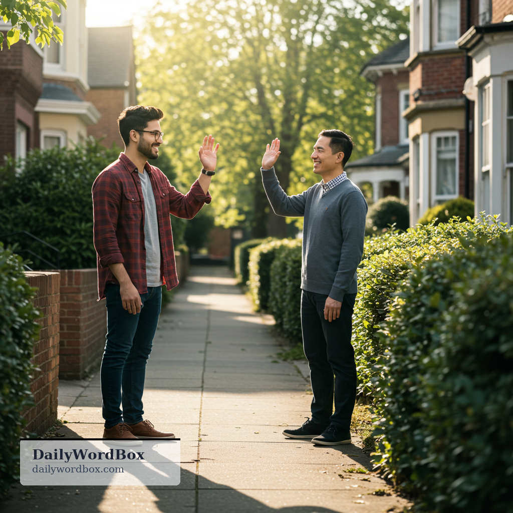 say hello: to greet someone by saying 'hello'