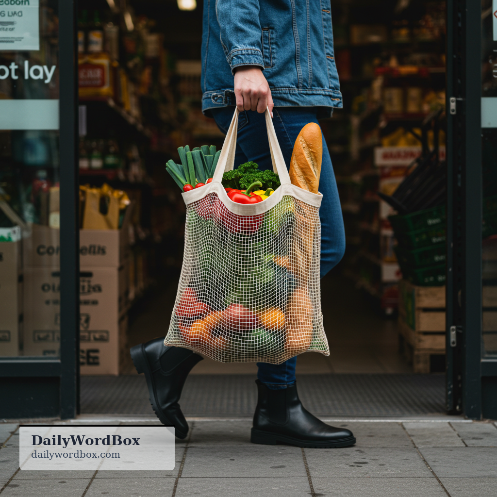 shopping bag: a bag used to carry items bought in a shop