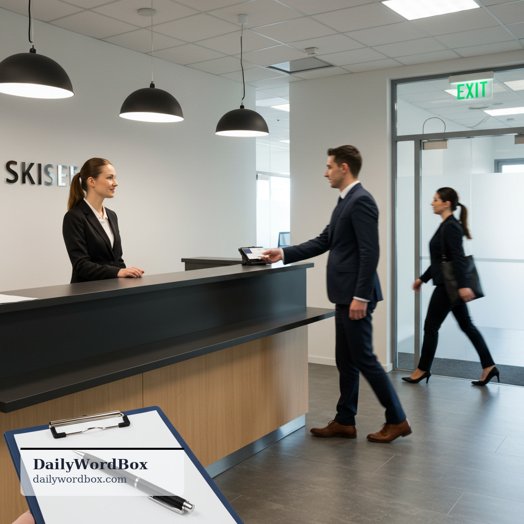 sign out: To officially record that you are leaving a place, such as a workplace, school, or event.