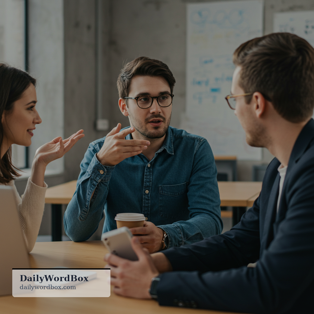 Speaking of work: Used as a conversational transition to introduce a topic related to work, often after discussing something…