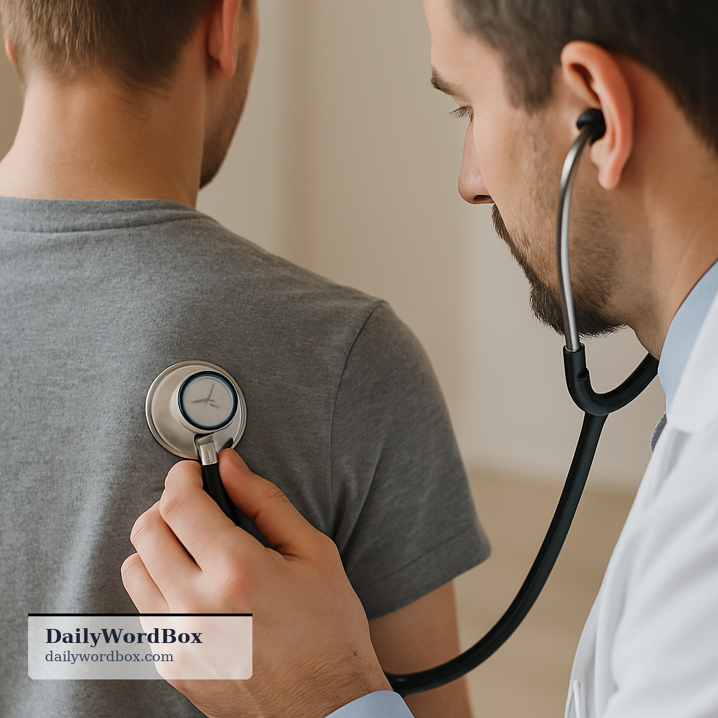 stethoscope: A medical instrument for listening to the internal sounds of an animal body, such as the heart or lungs.