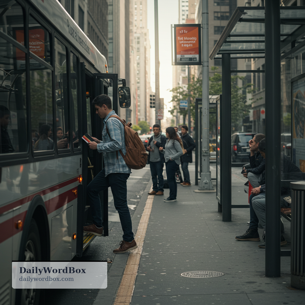 take a bus: to travel by bus as a means of transportation