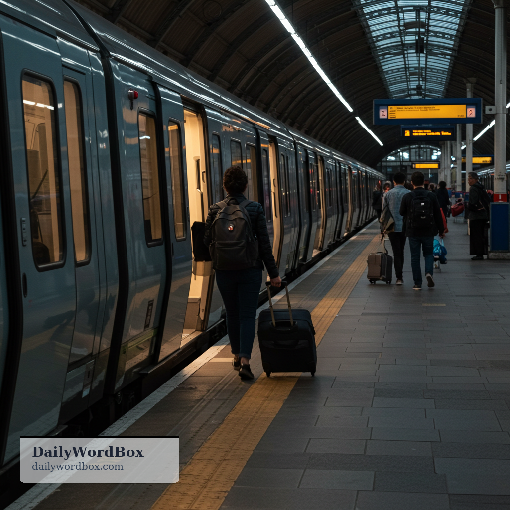 take a train: to travel by train as a means of transportation