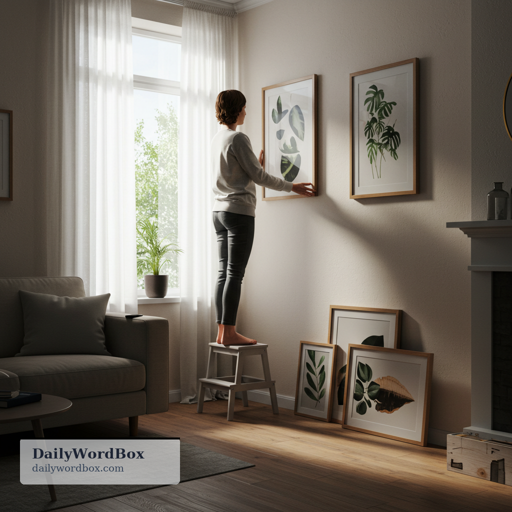 take down: To remove something from a wall, shelf, or other high place.