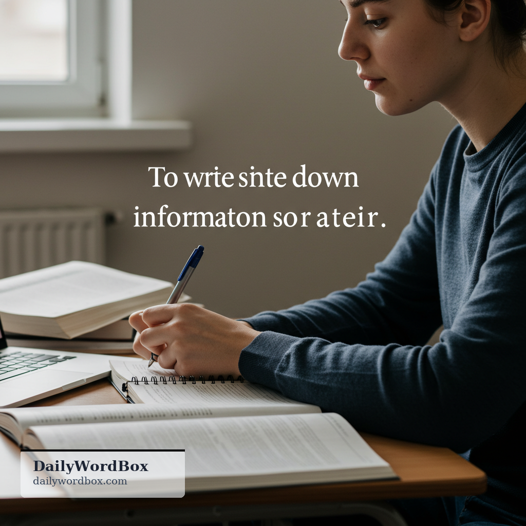 take notes: to write down important information so you can remember it later