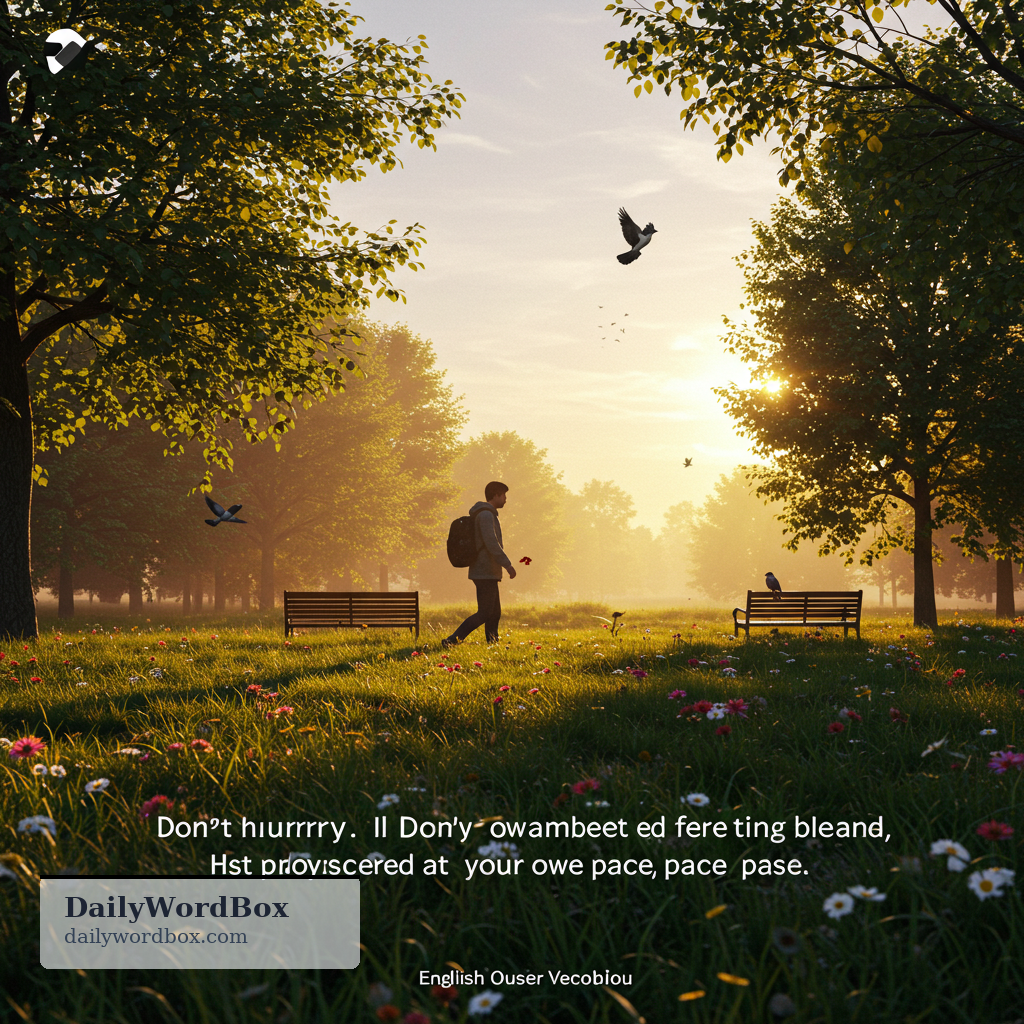 Take your time.: Don't hurry; proceed at your own pace.